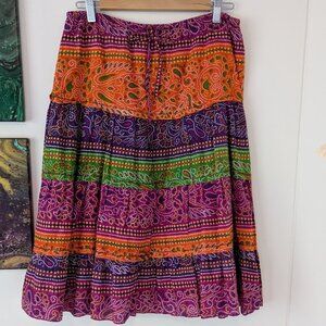 Relativity Bohemian Beaded Midi Twirl Skirt